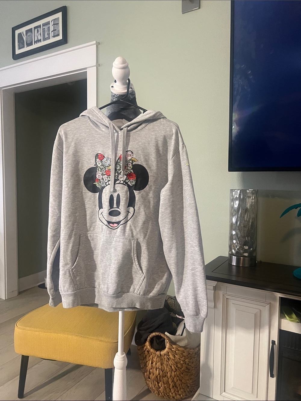 Disney Gray women’s Hoodie with Floral Mickey Print